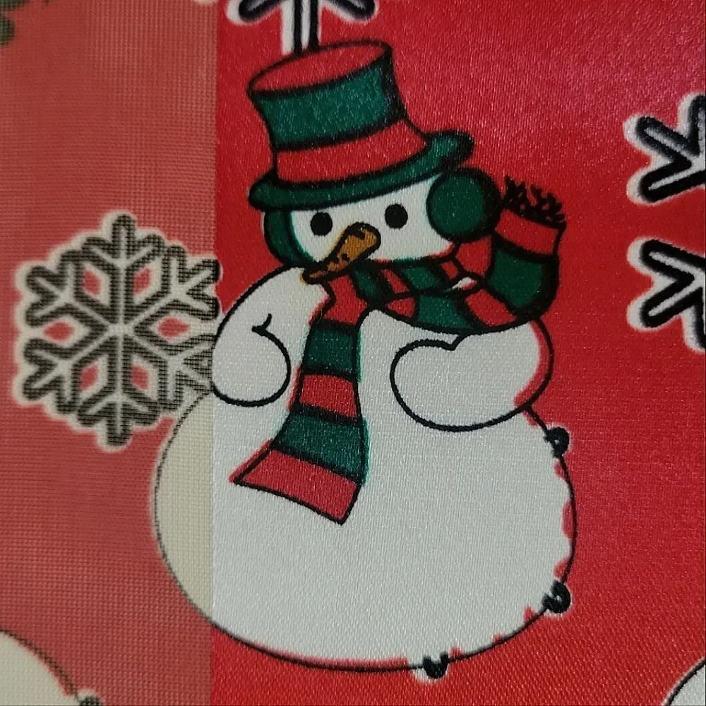 Silk Feel Red And White Snowman Oblong Scarf